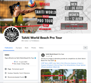 Gestion des réseaux sociaux Tahiti World Beach Pro Tour 2024 et publications